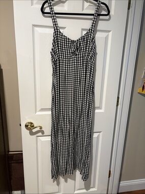 Black & White Gingham Sundress with Tie Front